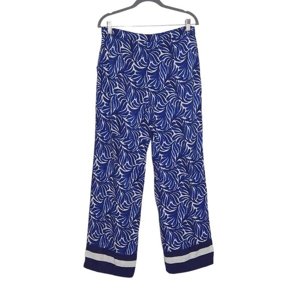 H&M Blue Print Wide Leg Pants Size 12 Blue and White Print Resortwear Pants - Picture 2 of 9